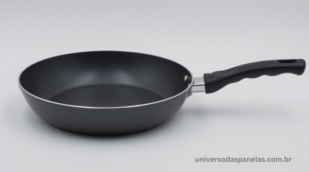 Frigideira comum universal mostrando formato clássico com laterais inclinadas