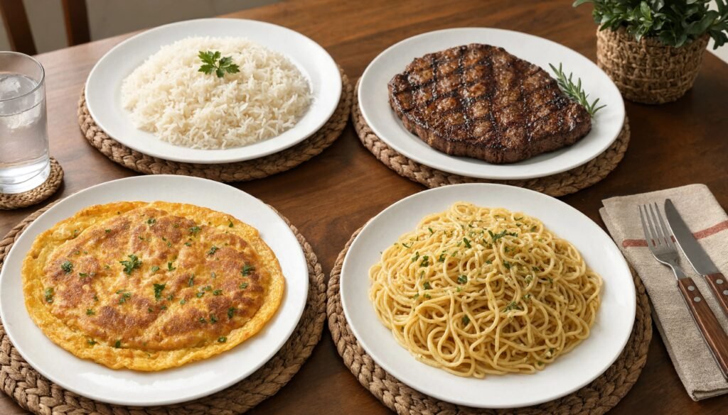 Pratos básicos e deliciosos preparados por iniciante com panelas essenciais